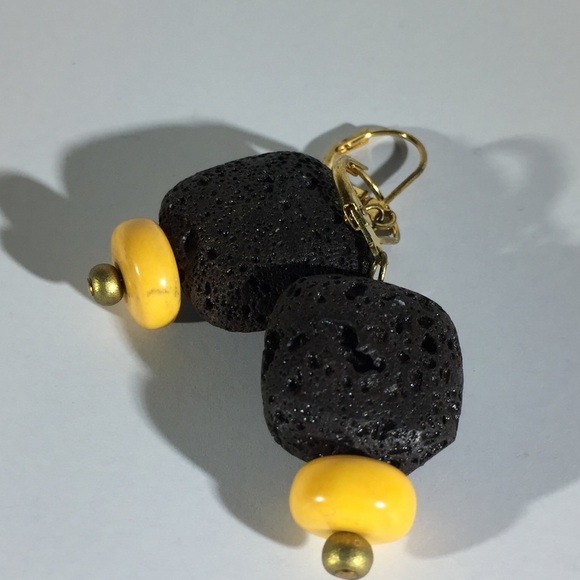 STRONG Lava Rock & Magnesite Stone Dangle Earrings - Picture 7 of 8